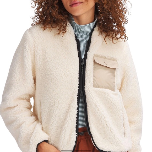 NWT STOIC Off White Full Zip Sherpa Fuzzy Soft Bomber Jacket - Size Large - Picture 15 of 15